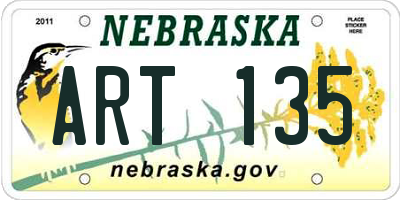 NE license plate ART135
