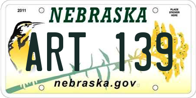 NE license plate ART139