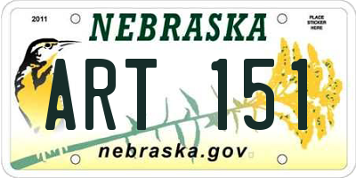 NE license plate ART151