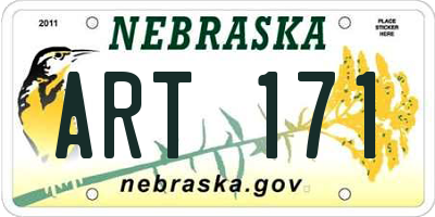 NE license plate ART171