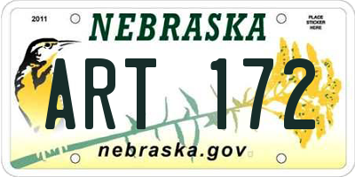 NE license plate ART172