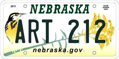 NE license plate ART212