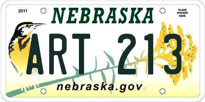 NE license plate ART213