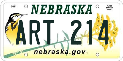 NE license plate ART214