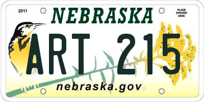 NE license plate ART215