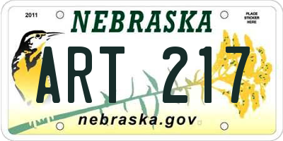 NE license plate ART217