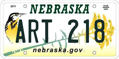 NE license plate ART218