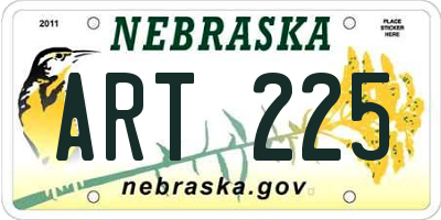 NE license plate ART225