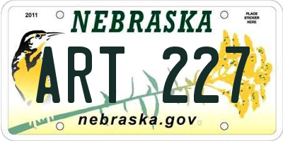 NE license plate ART227