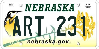NE license plate ART231