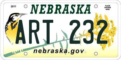 NE license plate ART232