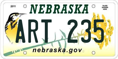 NE license plate ART235