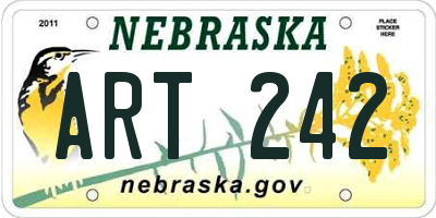 NE license plate ART242