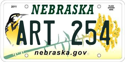 NE license plate ART254