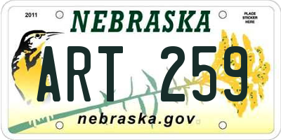 NE license plate ART259