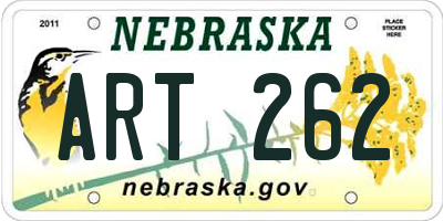 NE license plate ART262