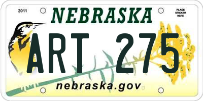 NE license plate ART275