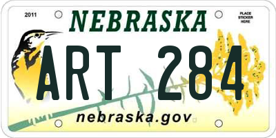 NE license plate ART284