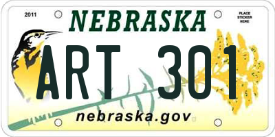 NE license plate ART301