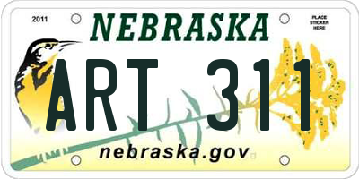 NE license plate ART311