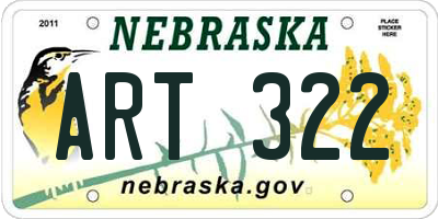 NE license plate ART322