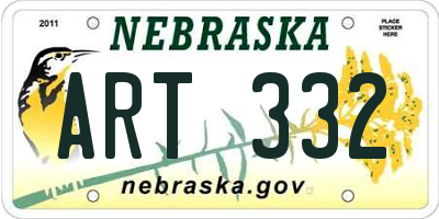 NE license plate ART332