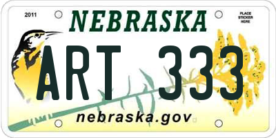 NE license plate ART333