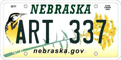 NE license plate ART337