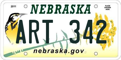 NE license plate ART342