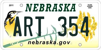 NE license plate ART354