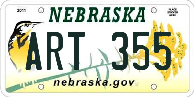 NE license plate ART355