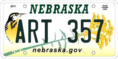 NE license plate ART357