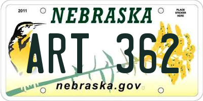 NE license plate ART362