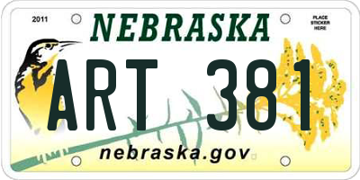 NE license plate ART381