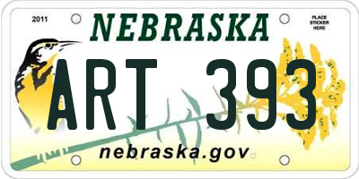 NE license plate ART393