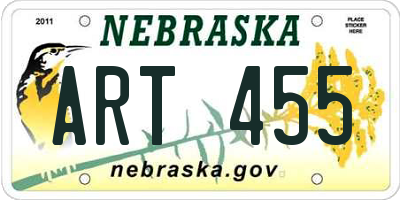 NE license plate ART455