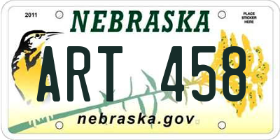NE license plate ART458