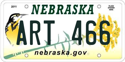 NE license plate ART466