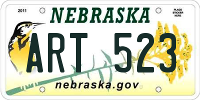 NE license plate ART523