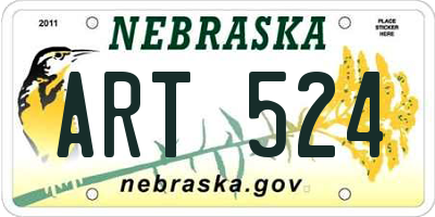 NE license plate ART524