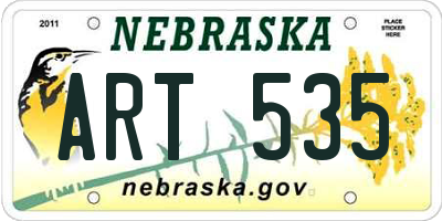 NE license plate ART535