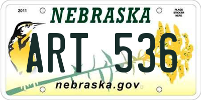 NE license plate ART536