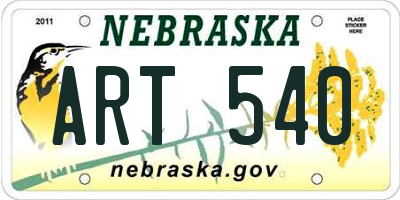 NE license plate ART540