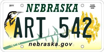 NE license plate ART542