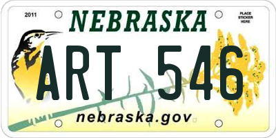 NE license plate ART546