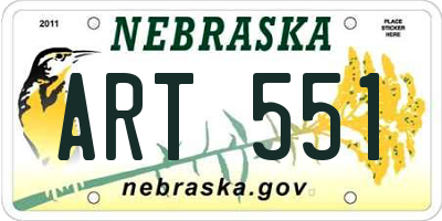 NE license plate ART551