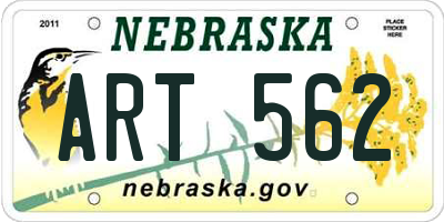 NE license plate ART562