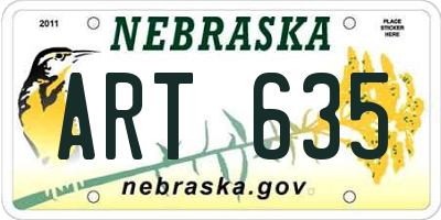 NE license plate ART635