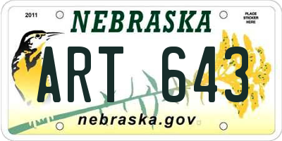 NE license plate ART643