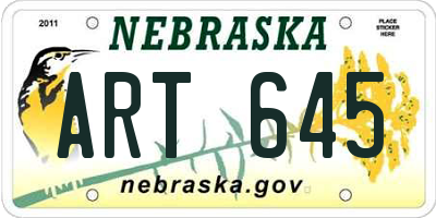 NE license plate ART645